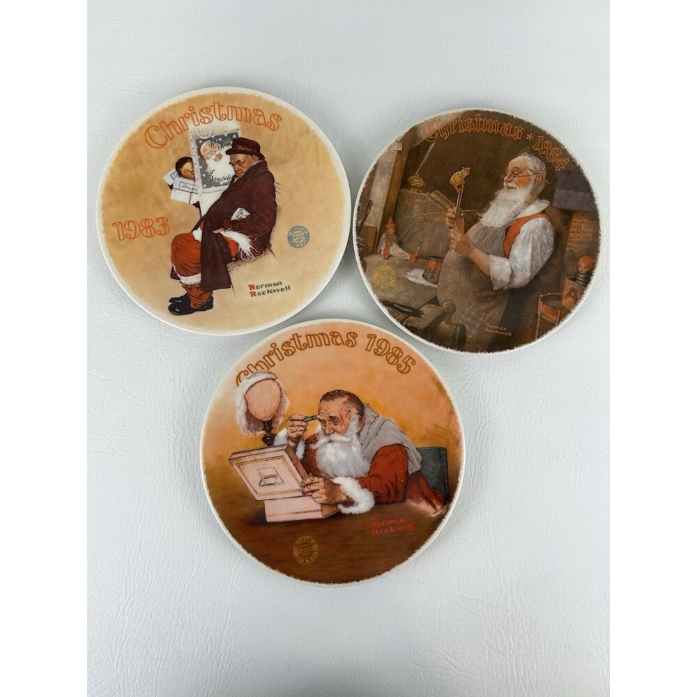 Knowles Vintage Christmas Collector Plates Lot Grandpa Santa Workshop Subway